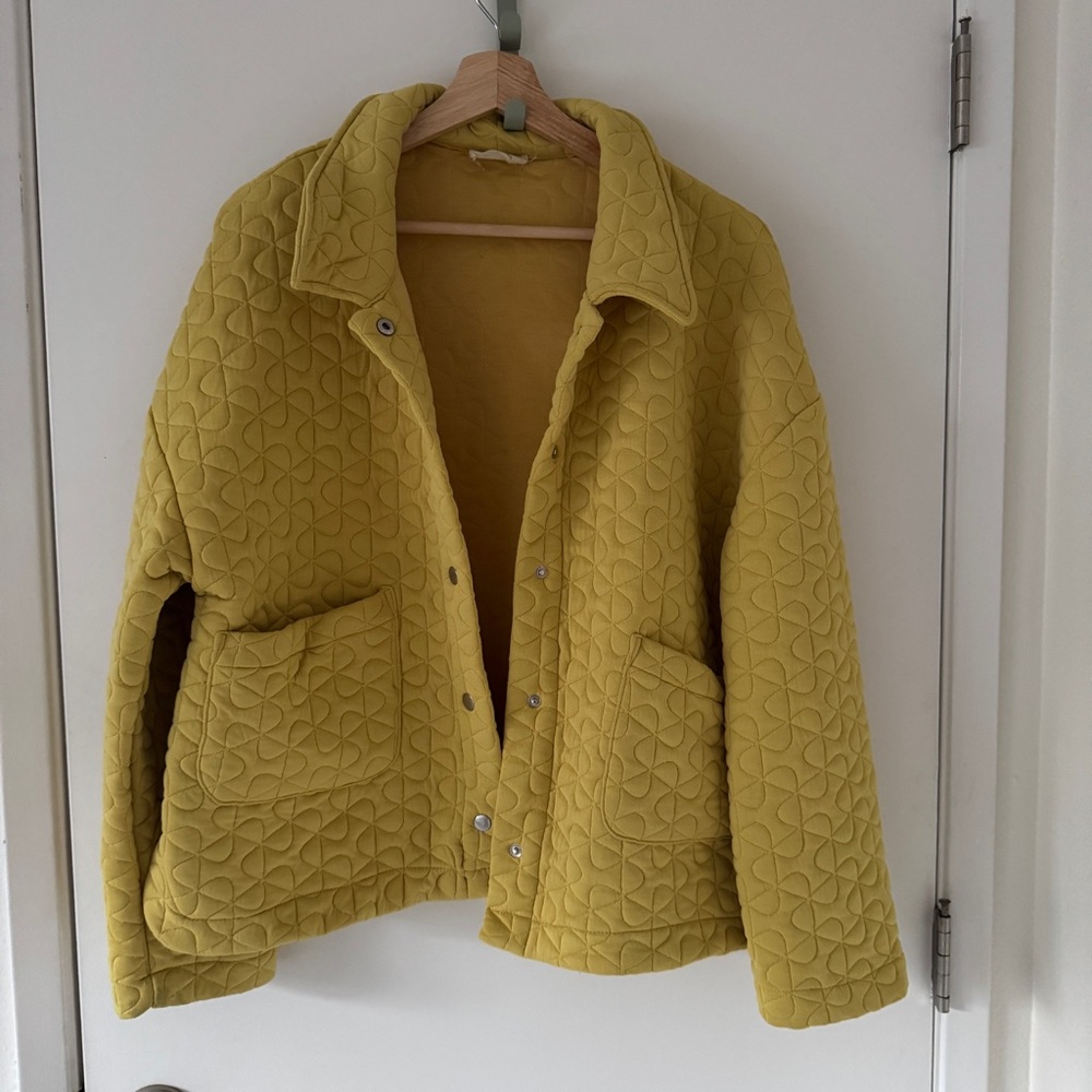 Quilted Teddy Jacket in Mustard Yellow